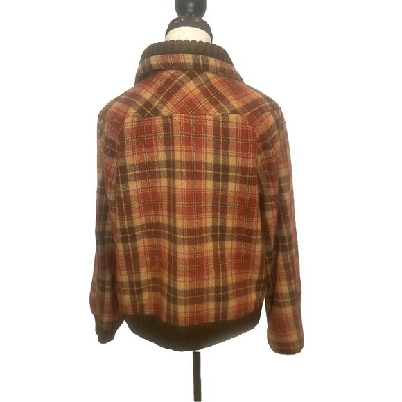 Women’s Relativity BROWN Plaid Lined Full Zip Wool Blend Jacket Pockets Sz Large - Picture 4 of 10